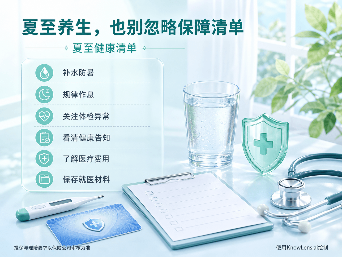 夏至养生,也别忽略保障清单海报