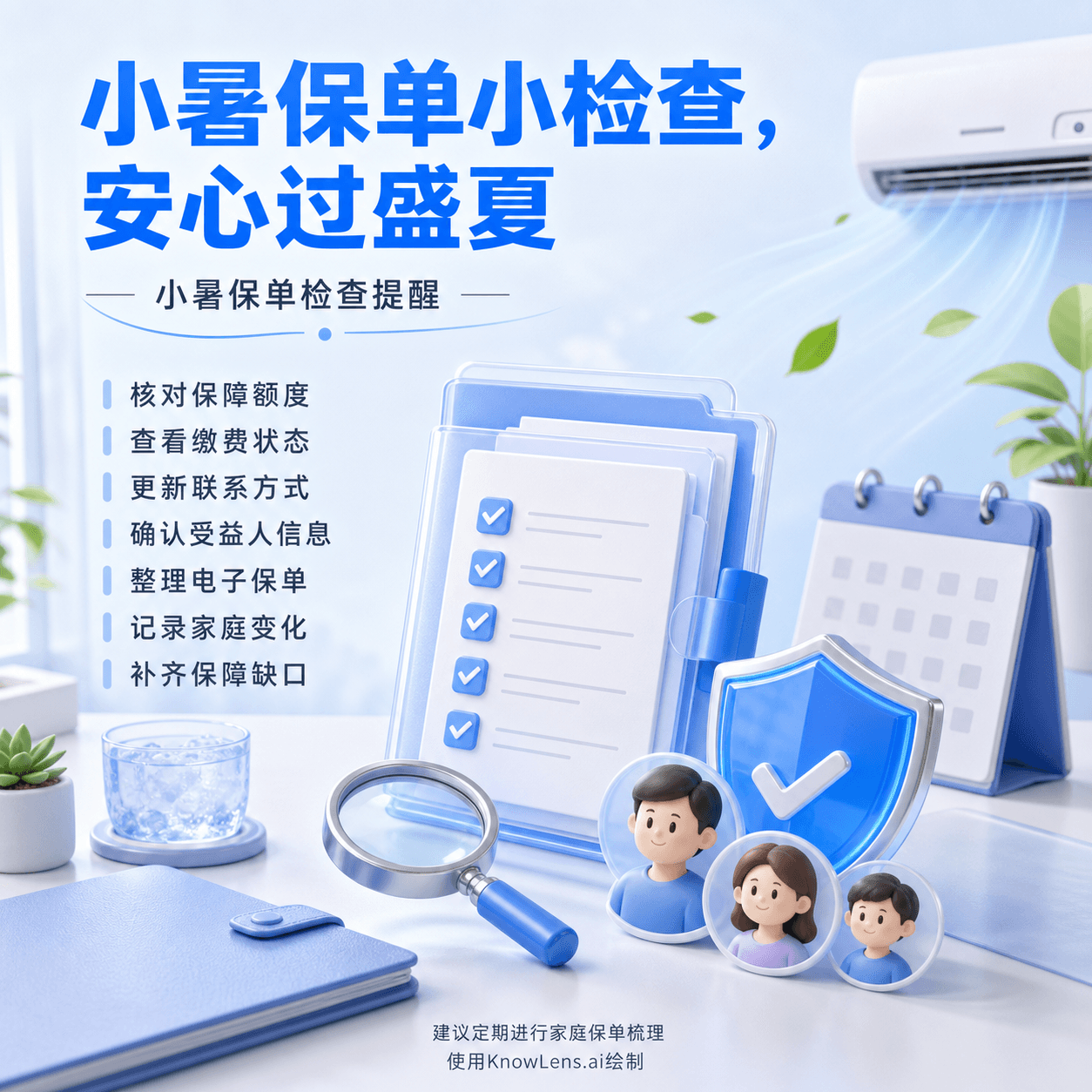 小暑保单小检查,安心过盛夏海报