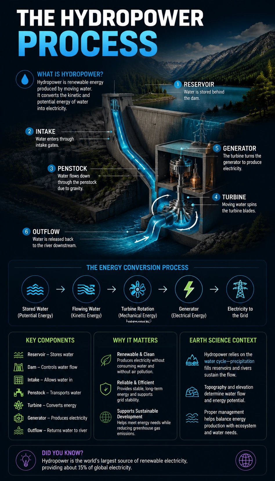 Hydropower Process infographic